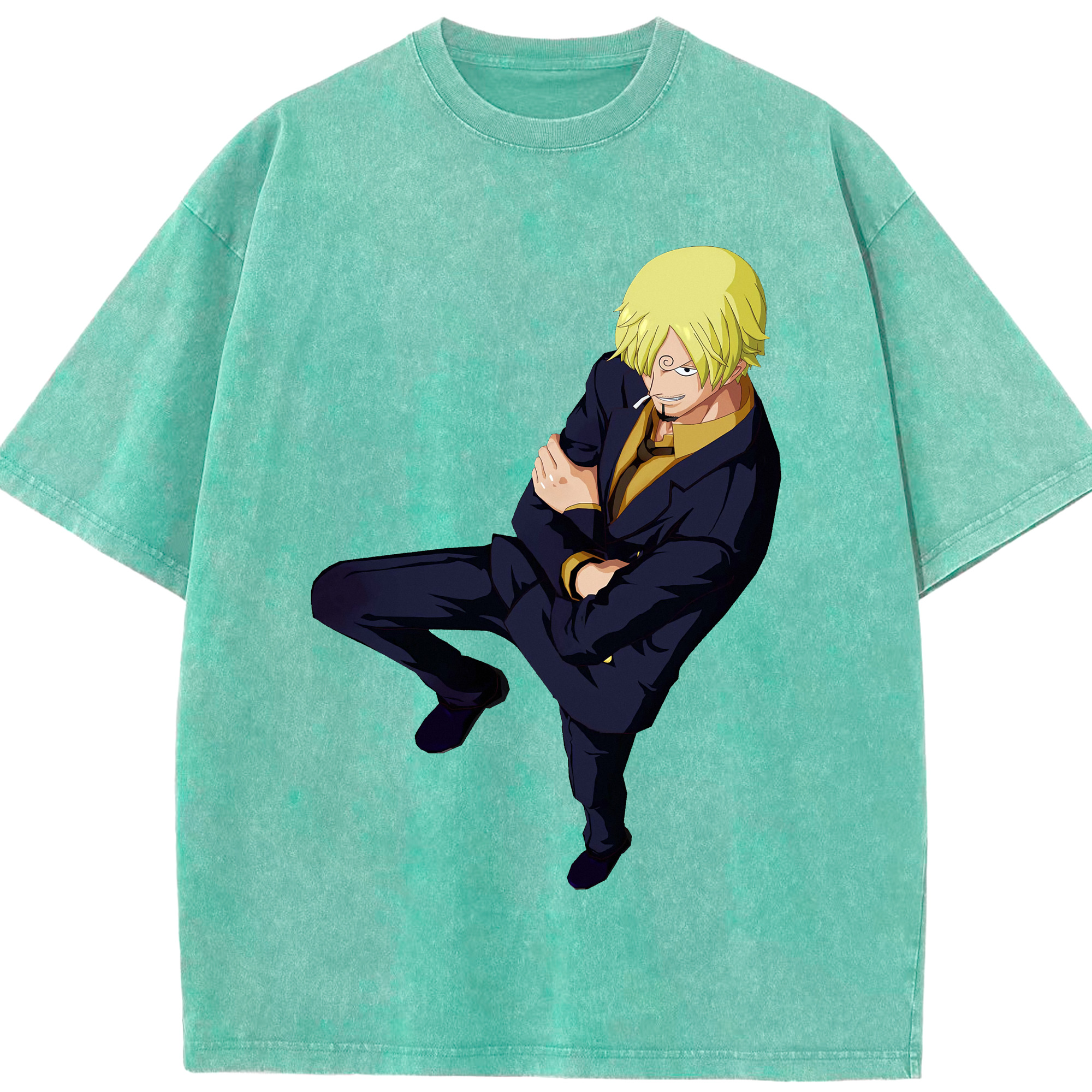 ワンピース サンジ ONE PIECE Sanji 綿100% ヴィンテージ風 半袖Tシャツ（フロントプリント）